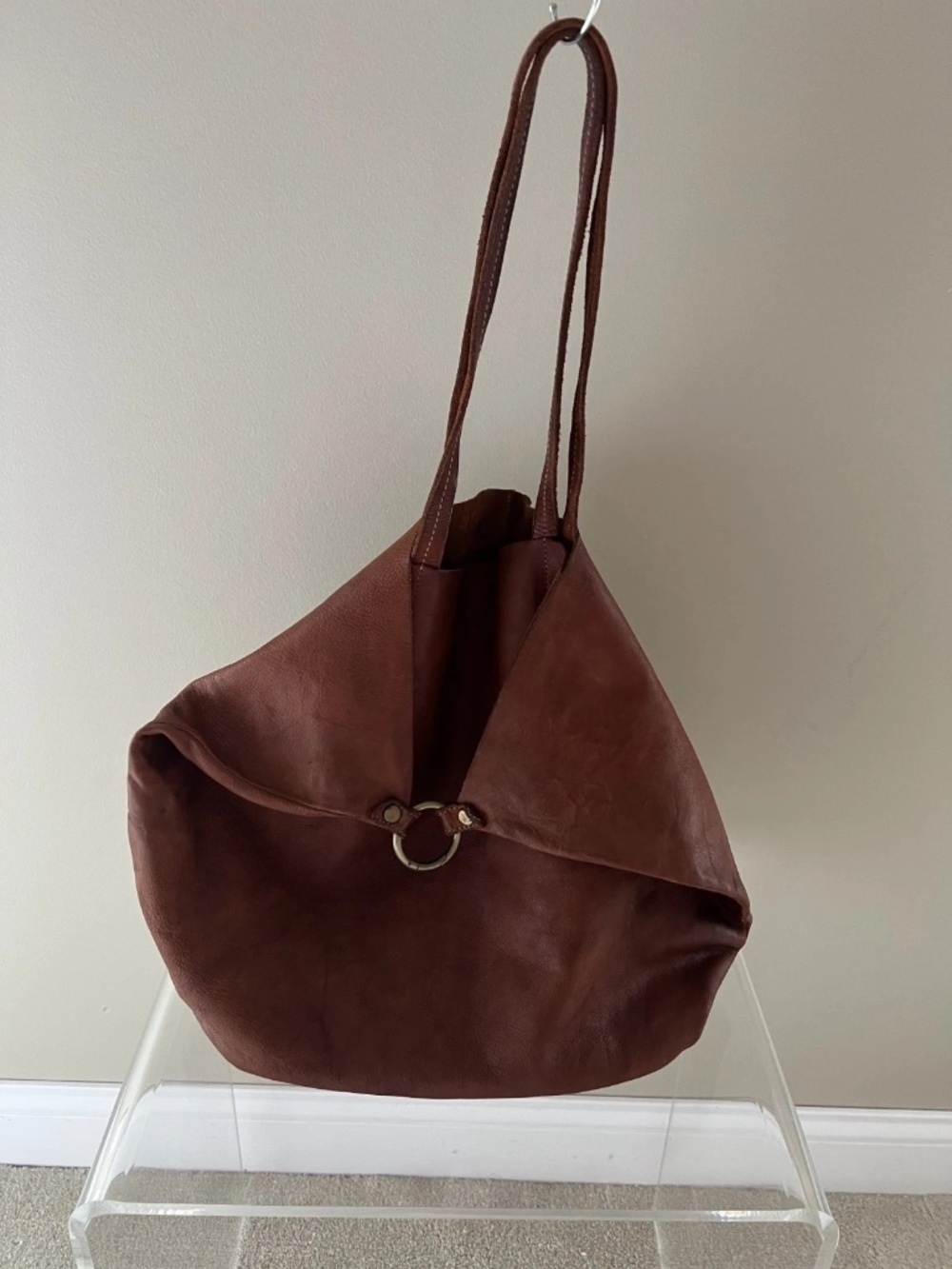 Sundance Cognac Tote Leather Bag, Brown Handbag, Leather Purse, Large Shoulder